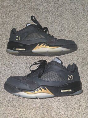 Mens Air Jordan 5 Retro Low Black Metallic Gold Size 7.5 DJ1094 001